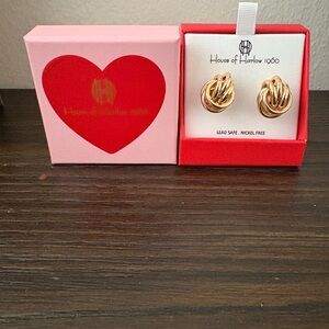 NEW House of Harlow 1960 Gold Knot Earrings